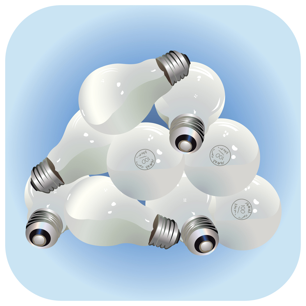 A pile of light bulbs